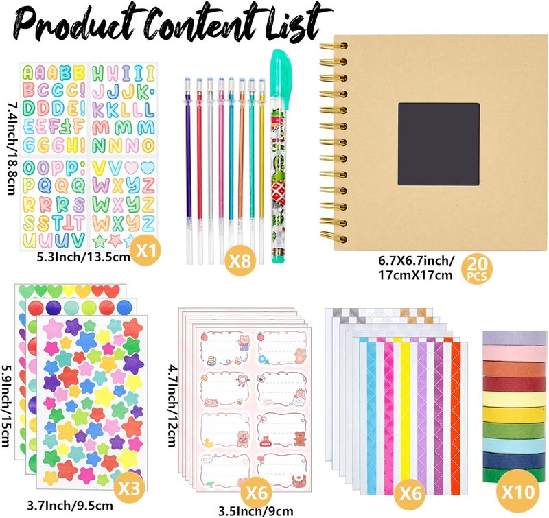 Tugle Kid Scrapbook Photo Album Hard Cover DIY Photo Album for Kids Instant Camera Print Paper with DIY Accessories (Brown) - Image 5